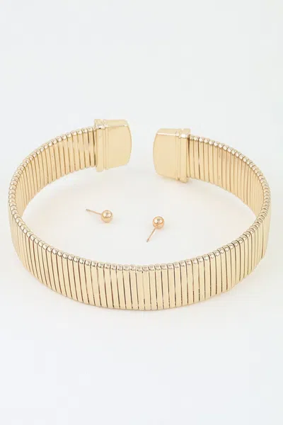 Fashnzfab Classic Cubic Bar Chain Choker Necklace In Gold