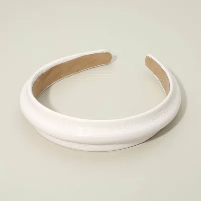 Fashnzfab Classic Glossy Faux Leather Wide Headband In White