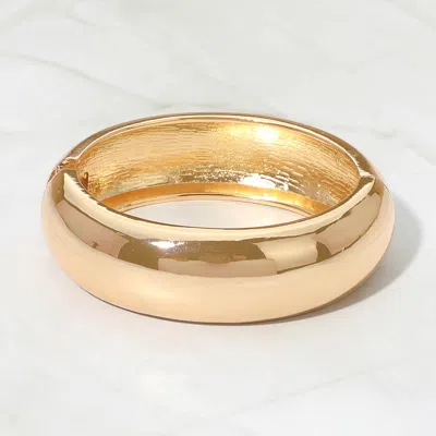 Fashnzfab Classic Metal Dome Hinged Bangle Bracelet In Gold