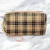 Fashnzfab Classic Plaid Check Patterned Wristlet Cosmetic Pouch Bag In Sand