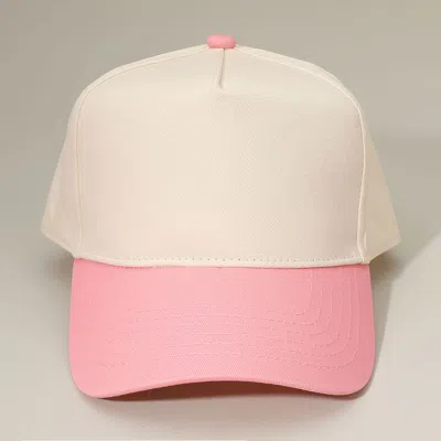 Fashnzfab Classic Two Tone Adjustable Canvas Baseball Cap In Pink