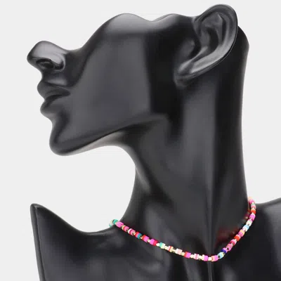 Fashnzfab Clay Beaded Choker Necklace In Multi