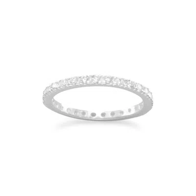 Fashnzfab Clear Cz Eternity Band Ring In Red