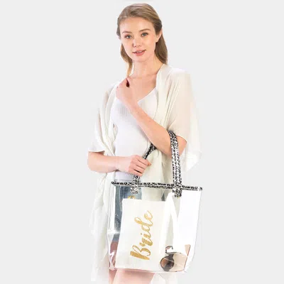 Fashnzfab Clear Leopard Trim Tote Bag In Silver