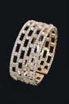 Fashnzfab Clear Rhinestone Pattern Bangle In Gold