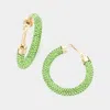 Fashnzfab Clear Stone Detail Rhinestone Pave Half Hoop Earrings - Green In Brown