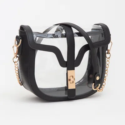 Fashnzfab Clear Transparent Saddle Bag In Black