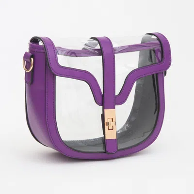 Fashnzfab Clear Transparent Saddle Bag In Purple