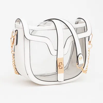 Fashnzfab Clear Transparent Saddle Bag In White