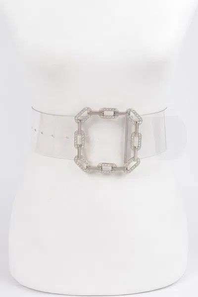 Fashnzfab Clear Waist Belt With Metal Hardware Modern Style In Metallic