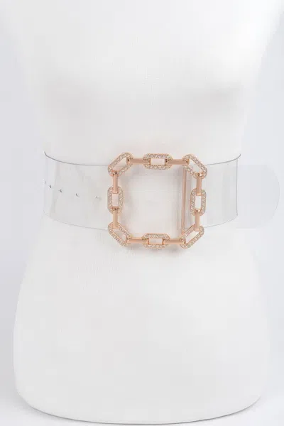 Fashnzfab Clear Waist Belt With Metal Hardware Modern Style In White