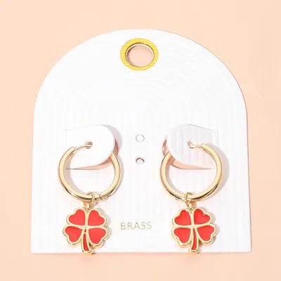 Fashnzfab Clover Charm Drop Mini Huggie Hoop Earrings In Multi