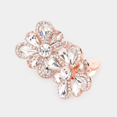 Fashnzfab Clover Glass Stone Cluster Clip On Earrings In Gold