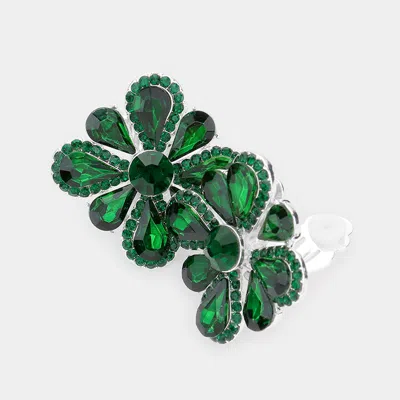 Fashnzfab Clover Glass Stone Cluster Clip On Earrings In Multi