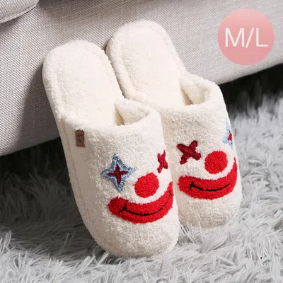 Fashnzfab Clown Face Print Soft Home Indoor Floor Slippers White M/l