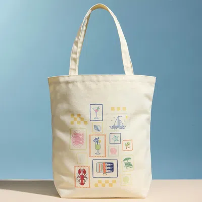 Fashnzfab Coastal Icon Print Everyday Carry Tote Bag In White