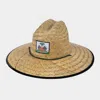 Fashnzfab Coat Of Arms Of Haiti (national Emblem Of Haiti) Accented Straw Panama Sun Hat In Brown