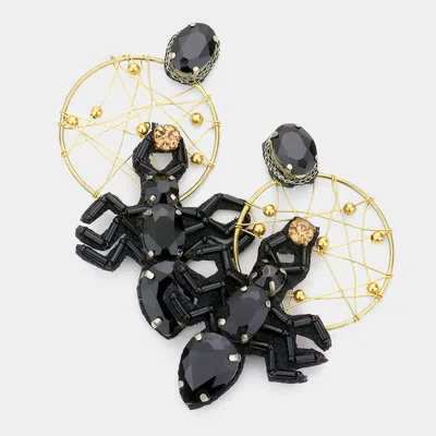 Fashnzfab Cobweb Multi Stone Spider Earrings In Black