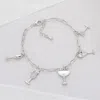 Fashnzfab Cocktail Hour Charm Station Paperclip Chain Bracelet Clear, Silver In Multi
