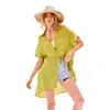 Fashnzfab Collar Neck Button Down Robe Oversize Jacket In Green