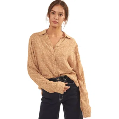 Fashnzfab Collared Neckline Floral-print Shirt In Brown