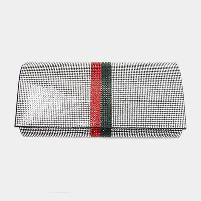 Fashnzfab Color Block Bling Evening Clutch Crossbody Bag In Silver