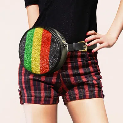 Fashnzfab Color Block Bling Round Fanny Pack / Belt / Crossbody Bag In Multi