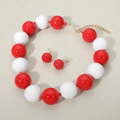 Fashnzfab Color Block Chunky Ball Beaded Statement Necklace In Multi