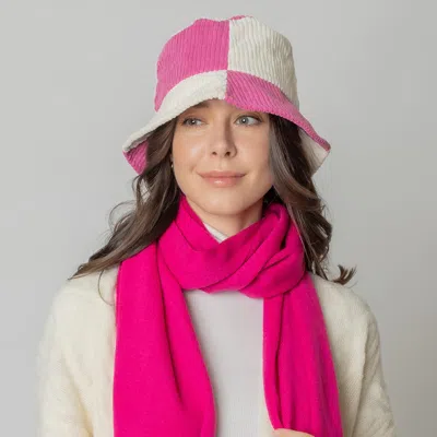 Fashnzfab Color Block Corduroy Bucket Hat In Black