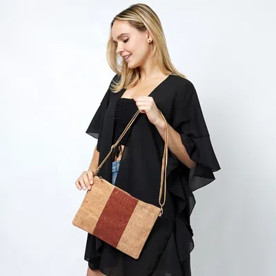 Fashnzfab Color Block Cork Crossbody Bag In Red
