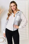 Fashnzfab Color Block Curved Hem Shirt In Multi