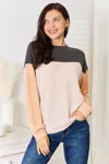 Fashnzfab Color Block Dropped Shoulder T-shirt In Black