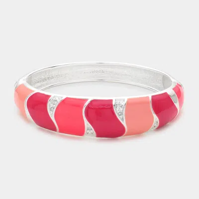 Fashnzfab Color Block Enamel Hinged Bracelet Pink