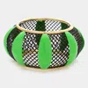 Fashnzfab Color Block Enamel Metal Mesh Bangle Bracelet Green In Green