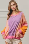 Fashnzfab Color Block Exposed Seam Sweatshirt With Pockets In Multi