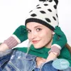 Fashnzfab Color Block Knit Smart Touch Gloves In Green
