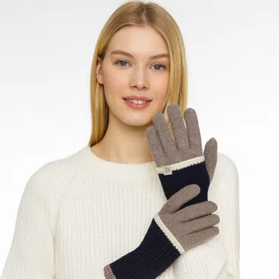 Fashnzfab Color Block Layered Knit Winter Gloves In Gray