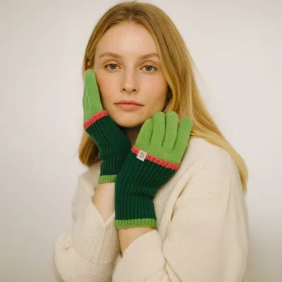 Fashnzfab Color Block Layered Knit Winter Gloves In Orange