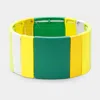 Fashnzfab Color Block Metal Rectangle Stretch Bracelet Green, Multi In Multi