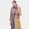 Fashnzfab Color Block Oblong Scarf In Pink