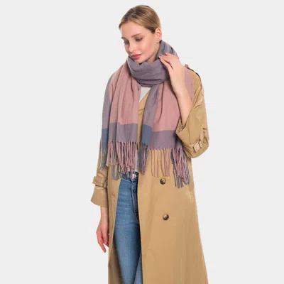 Fashnzfab Color Block Oblong Scarf In Pink