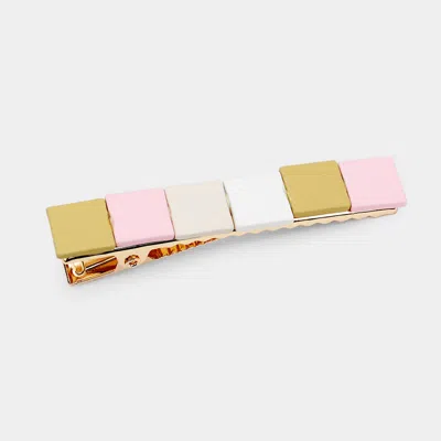 Fashnzfab Color Block Resin Square Alligator Snap Hair Clip In Multi
