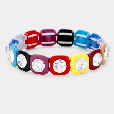 Fashnzfab Color Block Rhinestone Stretch Bracelet Multi, Red In Blue