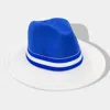 Fashnzfab Color Blocked Fedora Hat In Blue