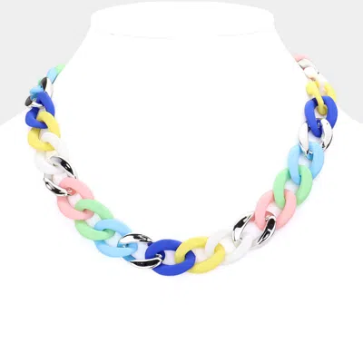 Fashnzfab Color Chain Necklace In Multi