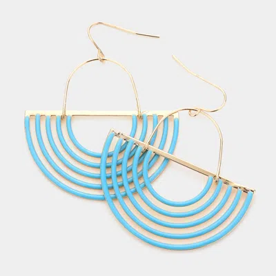 Fashnzfab Color Detailed Abstract Metal Dangle Earrings - Turquoise In Blue
