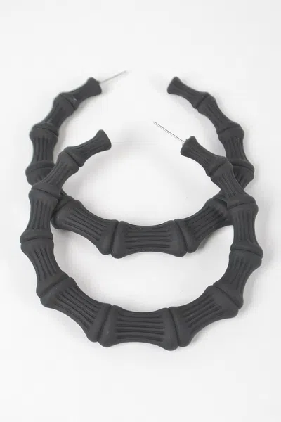 Fashnzfab Color Paint Bamboo Shape Earring In Black