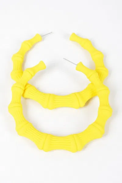 Fashnzfab Color Paint Bamboo Shape Earring In Yellow