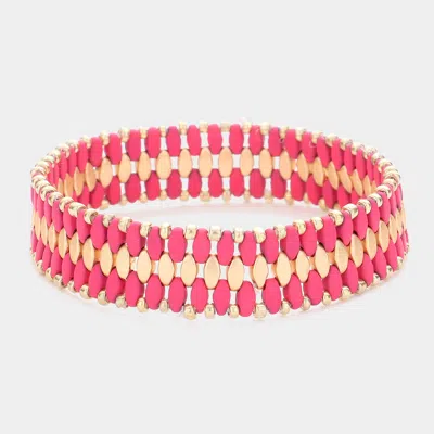 Fashnzfab Color Pointed Stretch Bracelet Fuchsia In Red