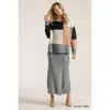 Fashnzfab Colorblock Contrasted Cotton Fabric On Back Top With Side Slits And High Low Hem In Beige